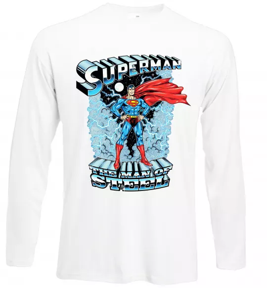Лонгслив The man of steel Белый фото