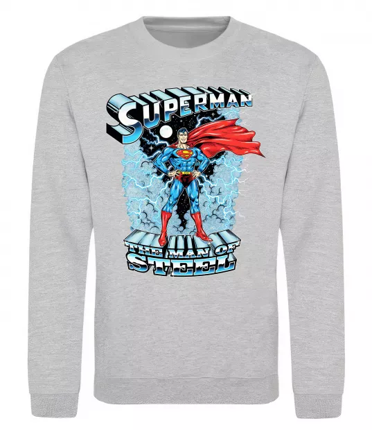 Свитшот The man of steel Серый меланж фото