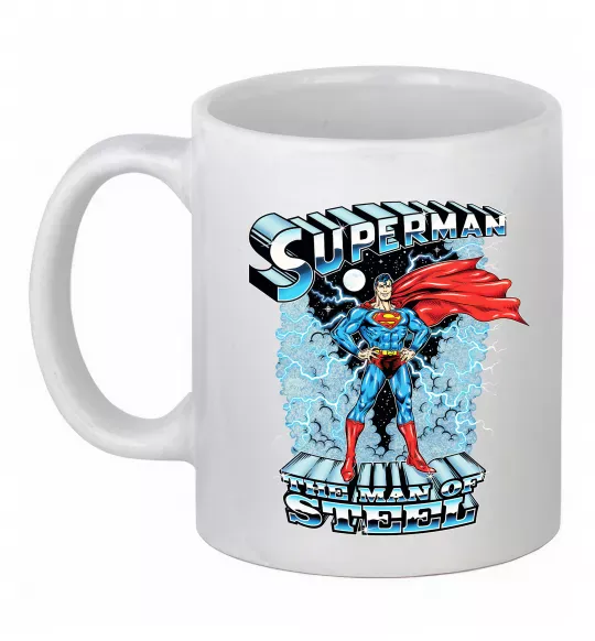Чашка керамическая The man of steel Белый фото