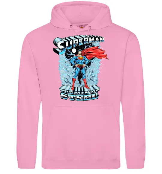 Мужская толстовка (худи) The man of steel Розовый фото