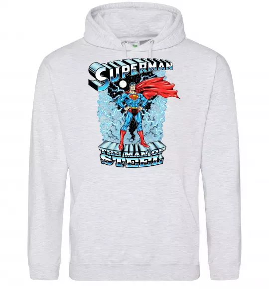 Жіноча толстовка (худі) The man of steel Сірий меланж фото