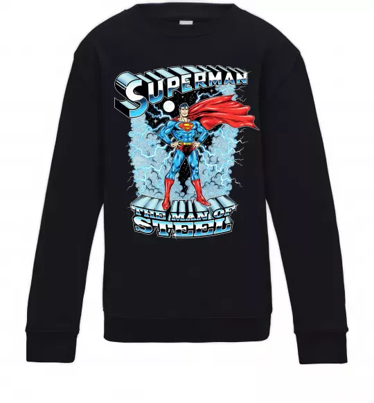 Дитячий світшот The man of steel Чорний фото