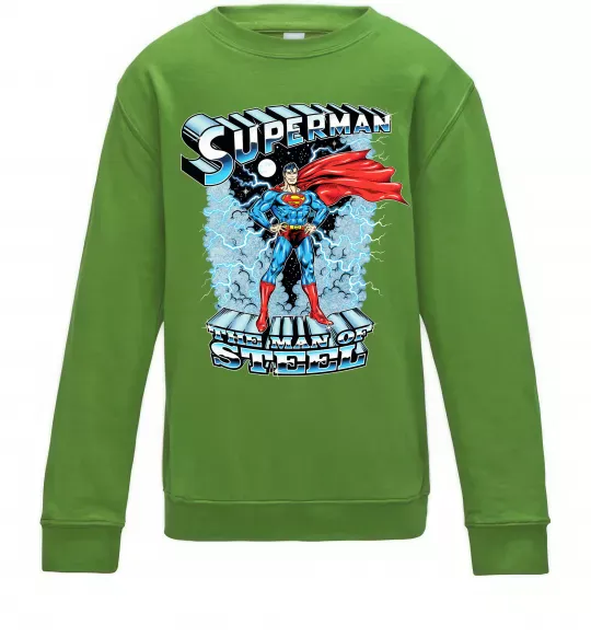 Дитячий світшот The man of steel Лаймовий фото