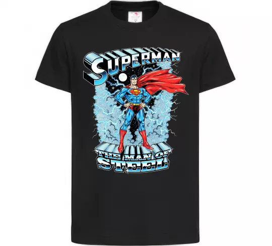 Дитяча футболка The man of steel Чорний фото