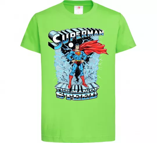 Дитяча футболка The man of steel Лаймовий фото