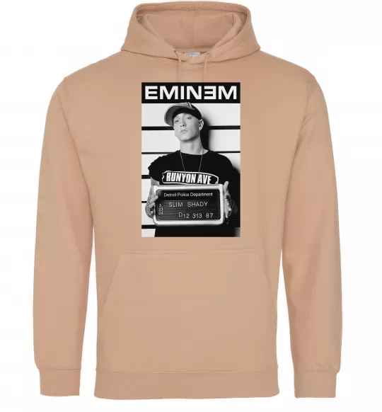 Мужская толстовка (худи) Eminem in police Песочный фото