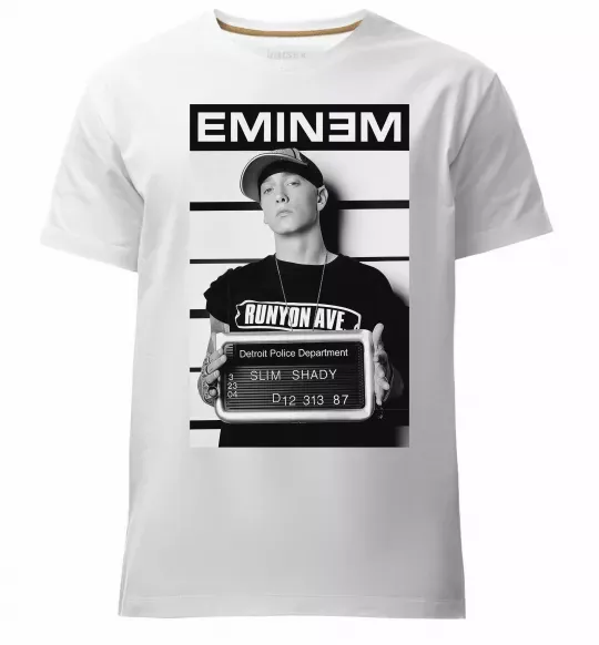Чоловіча преміум футболка Eminem in police Білий фото