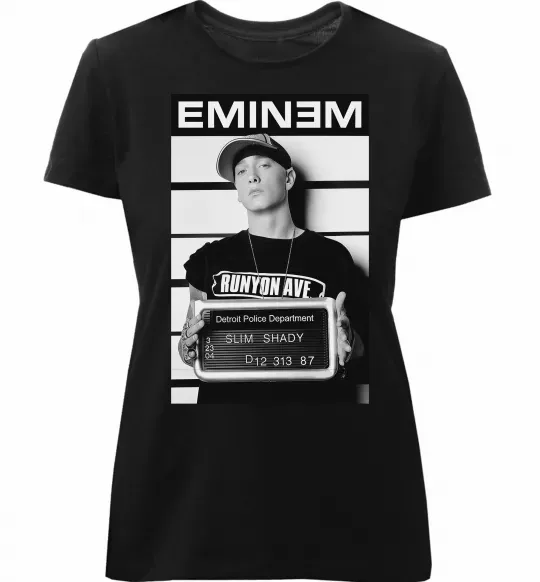 Женская премиум футболка Eminem in police Черный фото
