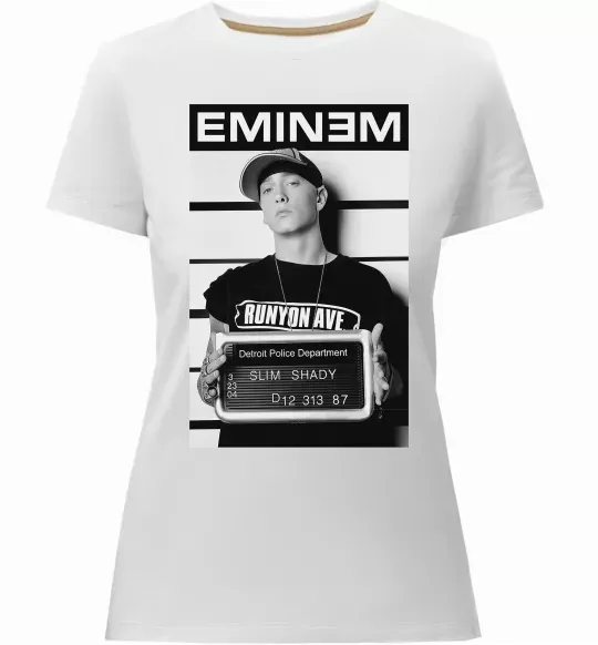 Женская премиум футболка Eminem in police Белый фото
