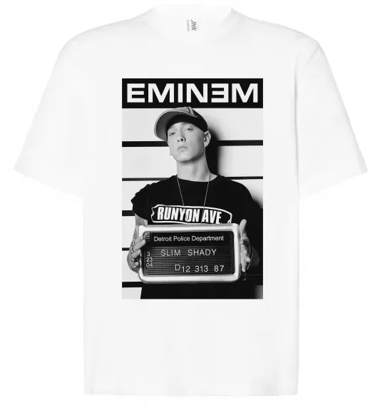 Футболка Оверсайз Eminem in police Белый фото