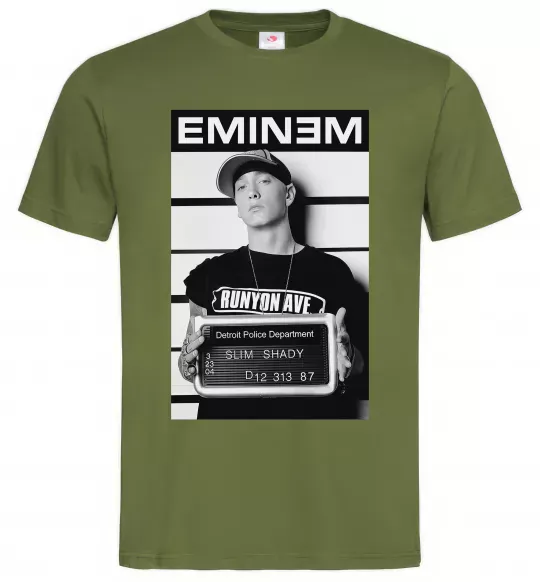 Мужская футболка Eminem in police Оливковый фото