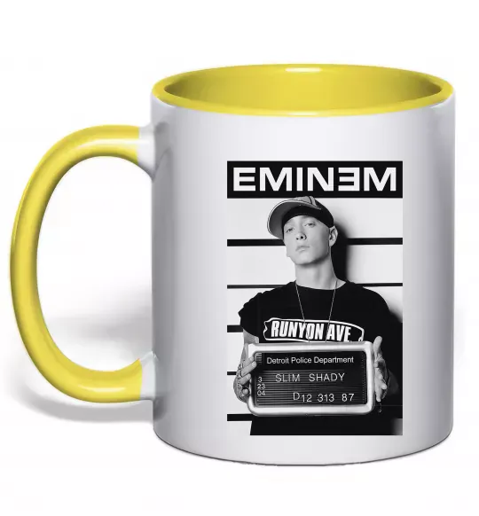 Чашка с цветной ручкой Eminem in police Солнечно желтый фото