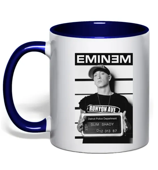 Чашка с цветной ручкой Eminem in police Глубокий темно-синий фото