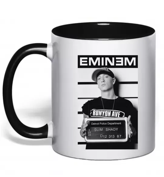 Чашка с цветной ручкой Eminem in police Черный фото