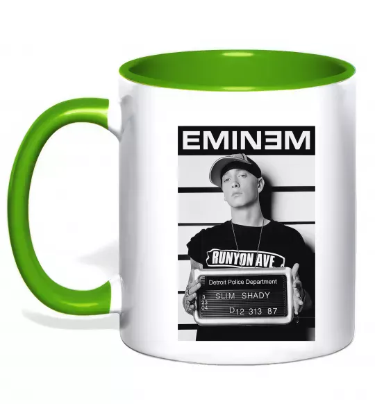 Чашка с цветной ручкой Eminem in police Зеленый фото