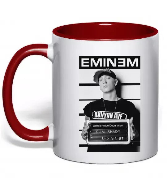 Чашка с цветной ручкой Eminem in police Красный фото