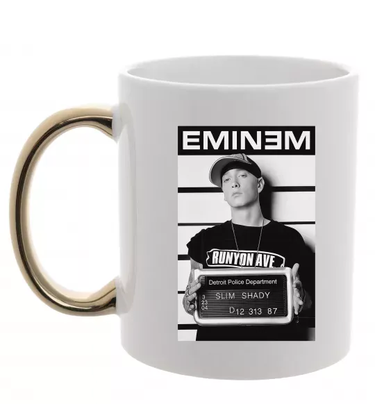 Чашка с цветной ручкой Eminem in police Золото фото