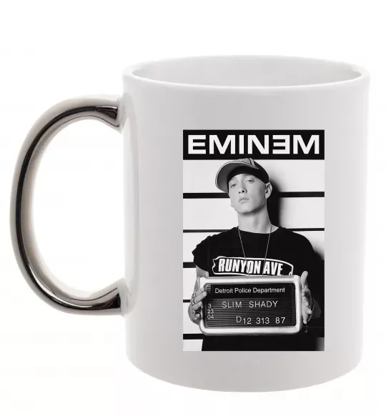 Чашка с цветной ручкой Eminem in police Серебро фото