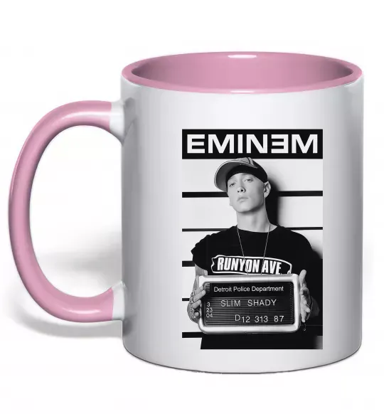Чашка с цветной ручкой Eminem in police Нежно розовый фото