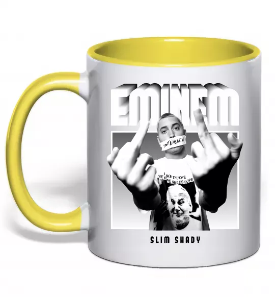 Чашка з кольоровою ручкою Slim shady Сонячно жовтий фото