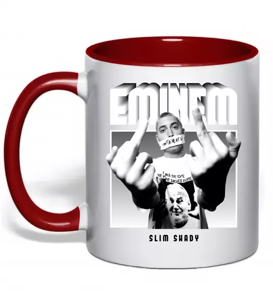 Чашка з кольоровою ручкою Slim shady Червоний фото