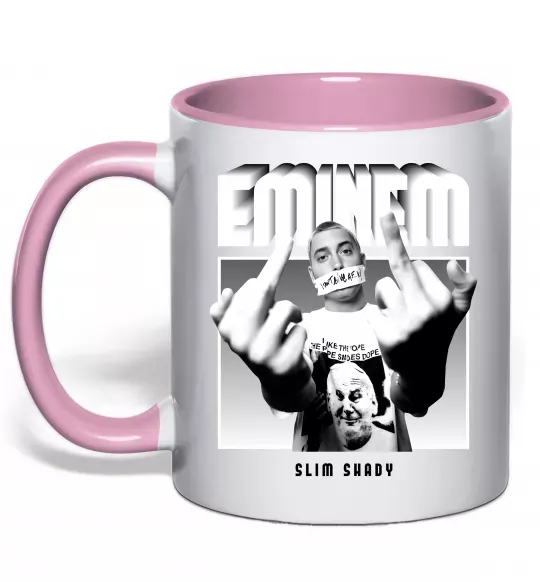 Чашка з кольоровою ручкою Slim shady Ніжно рожевий фото