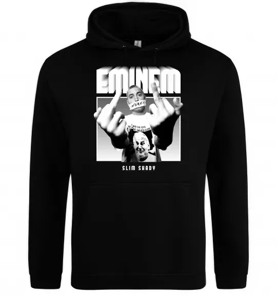 Мужская толстовка (худи) Slim shady Черный фото