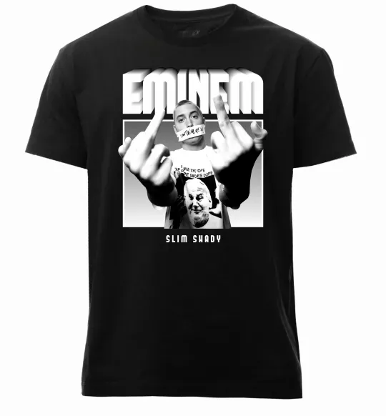 Мужская премиум футболка Slim shady Черный фото