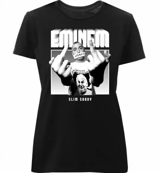 Женская премиум футболка Slim shady Черный фото