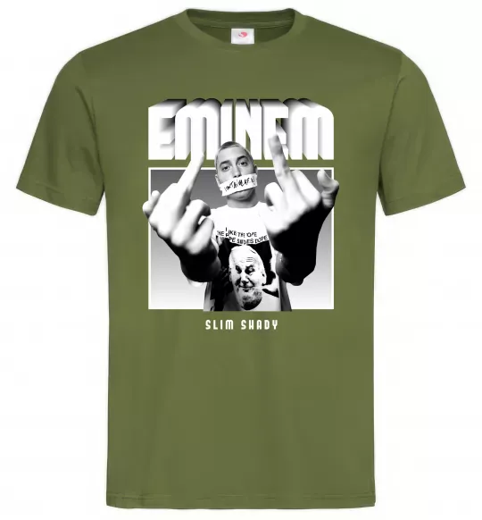 Мужская футболка Slim shady Оливковый фото
