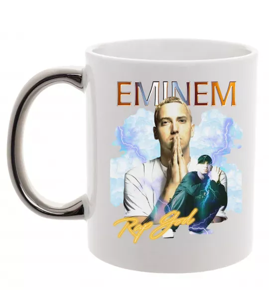Чашка с цветной ручкой Eminem Rap God Серебро фото