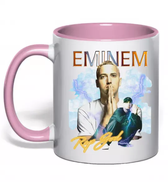 Чашка с цветной ручкой Eminem Rap God Нежно розовый фото