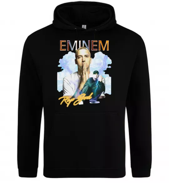 Мужская толстовка (худи) Eminem Rap God Черный фото