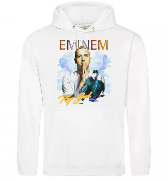 Мужская толстовка (худи) Eminem Rap God Белый фото