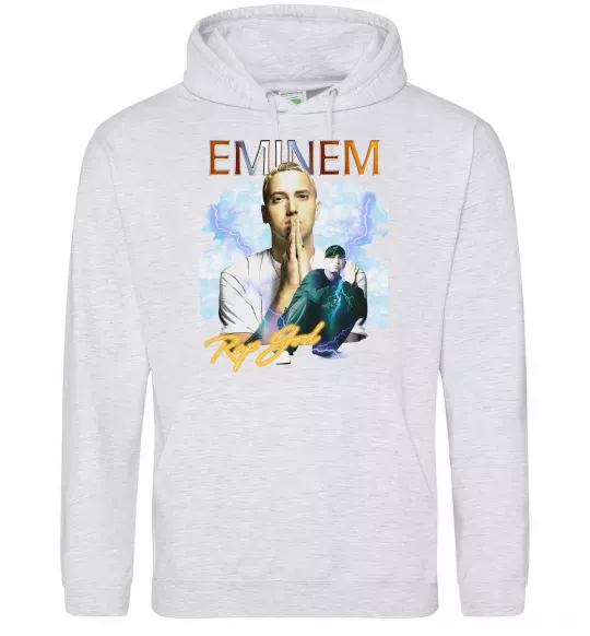 Мужская толстовка (худи) Eminem Rap God Серый меланж фото