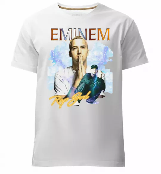 Чоловіча преміум футболка Eminem Rap God Білий фото