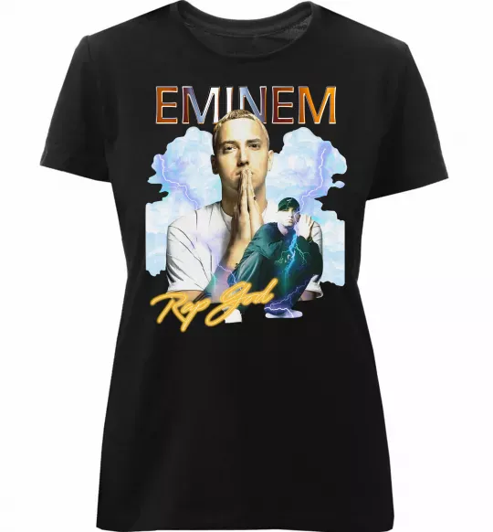 Жіноча преміум футболка Eminem Rap God Чорний фото