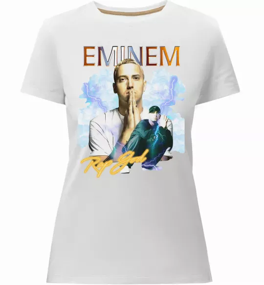 Жіноча преміум футболка Eminem Rap God Білий фото