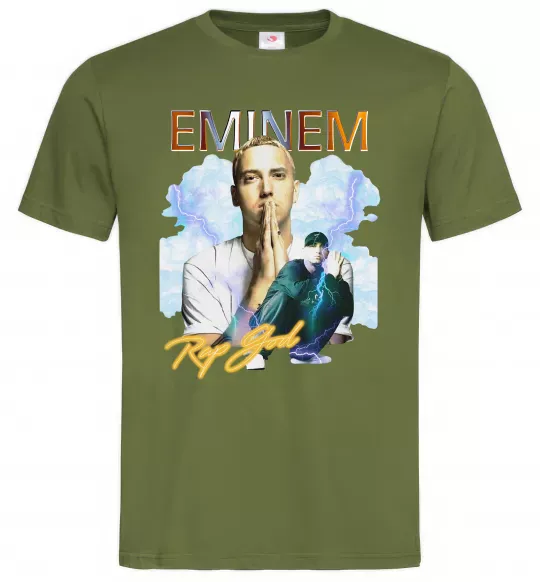 Мужская футболка Eminem Rap God Оливковый фото