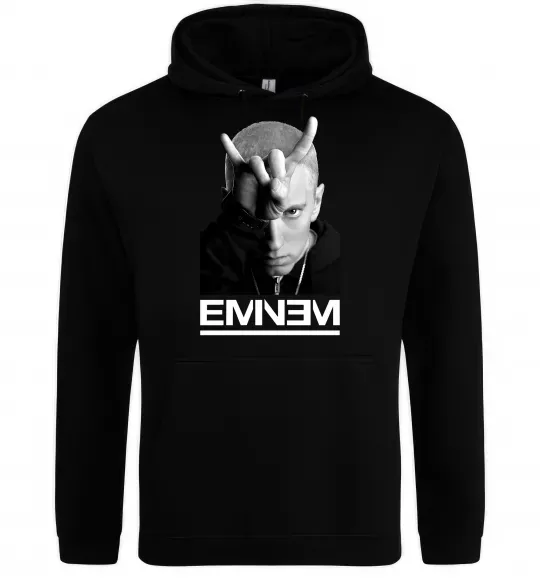 Мужская толстовка (худи) Eminem чорно-білий Черный фото