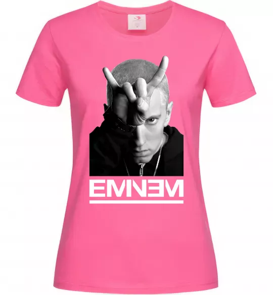 Жіноча футболка Eminem чорно-білий Яскраво-рожевий фото