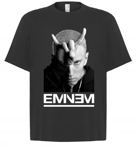Футболка Оверсайз Eminem чорно-білий Черный фото