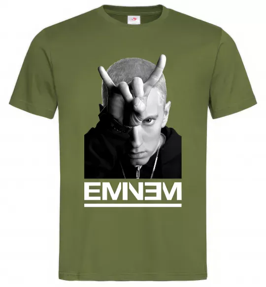Чоловіча футболка Eminem чорно-білий Оливковий фото