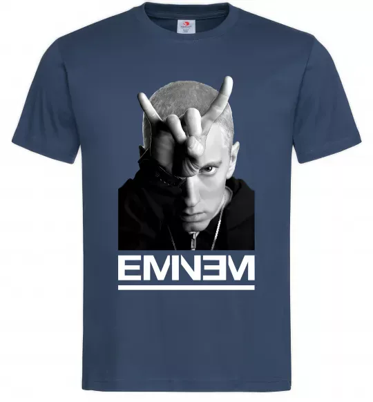 Чоловіча футболка Eminem чорно-білий Темно-синій фото