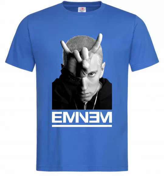 Чоловіча футболка Eminem чорно-білий Яскраво-синій фото