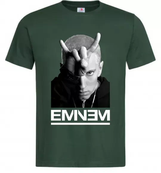 Чоловіча футболка Eminem чорно-білий Темно-зелений фото