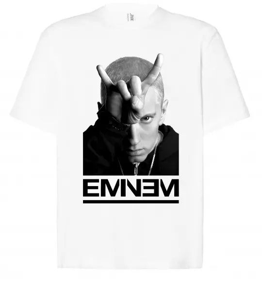Футболка Оверсайз Eminem чорно-білий Белый фото