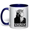 Чашка с цветной ручкой Eminem чорно-білий Глубокий темно-синий фото
