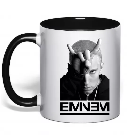 Чашка с цветной ручкой Eminem чорно-білий Черный фото