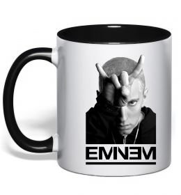 Чашка з кольоровою ручкою Eminem чорно-білий